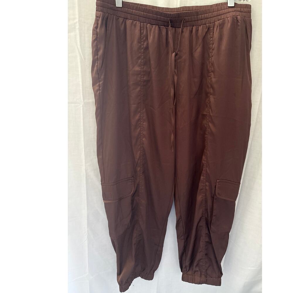 Paparazzi Brown Satin Feel Cargo Jogger Pants XL 90s Vibes